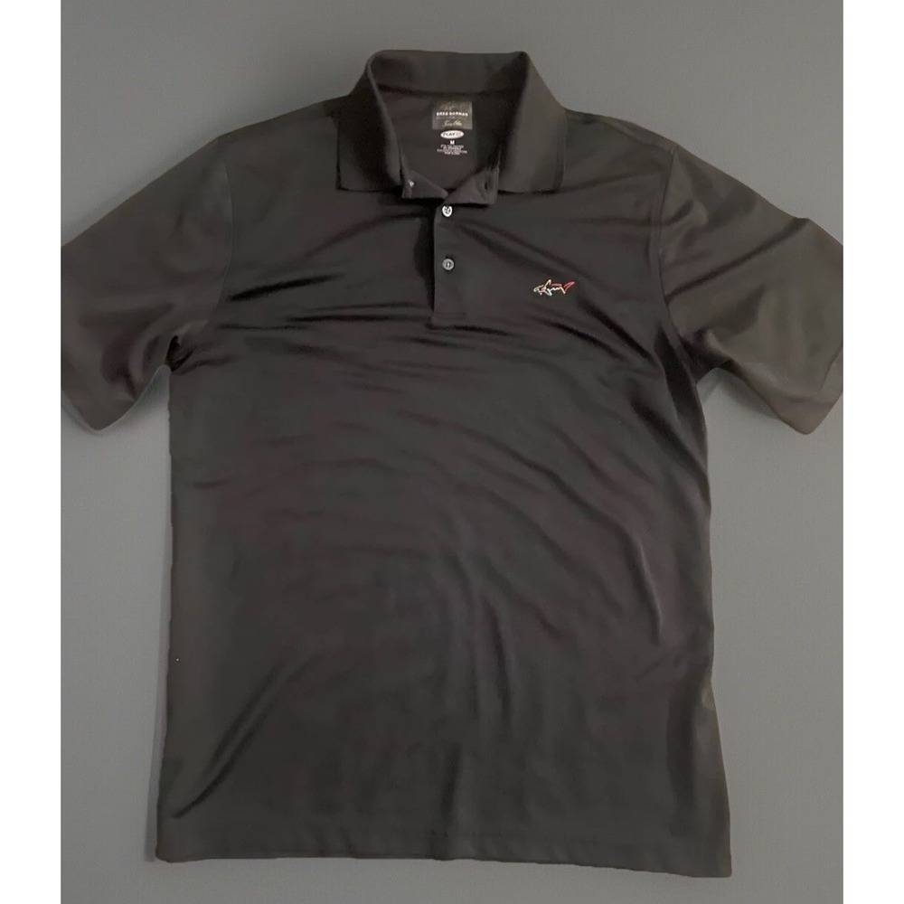 Greg Norman Tasso Elba Play Dry Men's Black Golf Polo Logo Size Medium JBHS